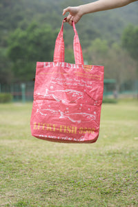 Reversible Recycled Budget Tote Bag made from Fish Feed Bags (Red)
