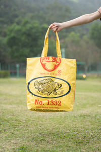 Reversible Recycled Budget Tote Bag made from Fish Feed Bags (Yellow)