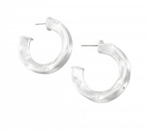 Silver Hollow Dimple Hoops