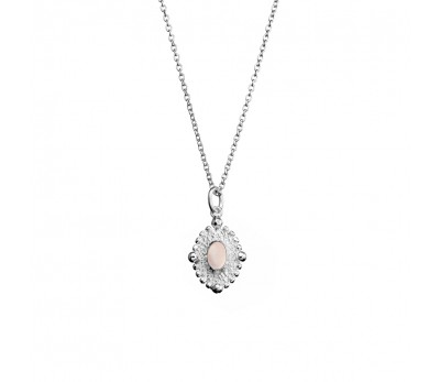Sterling silver gold plated oval detailed pendant necklace with stone feature