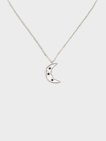 Silver Crystal Moon Necklace