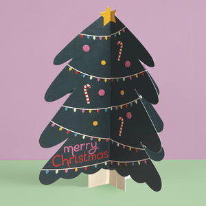 'Merry Christmas' Christmas Tree 3D fold-out Christmas card