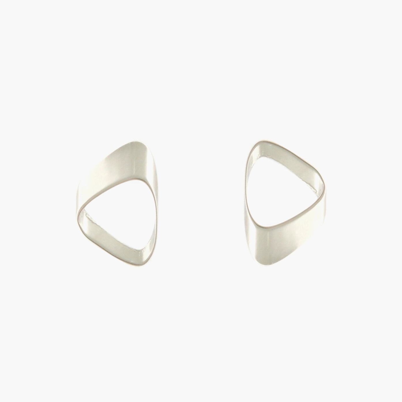 Flattened Curved Triangle Studs - Matte Silver