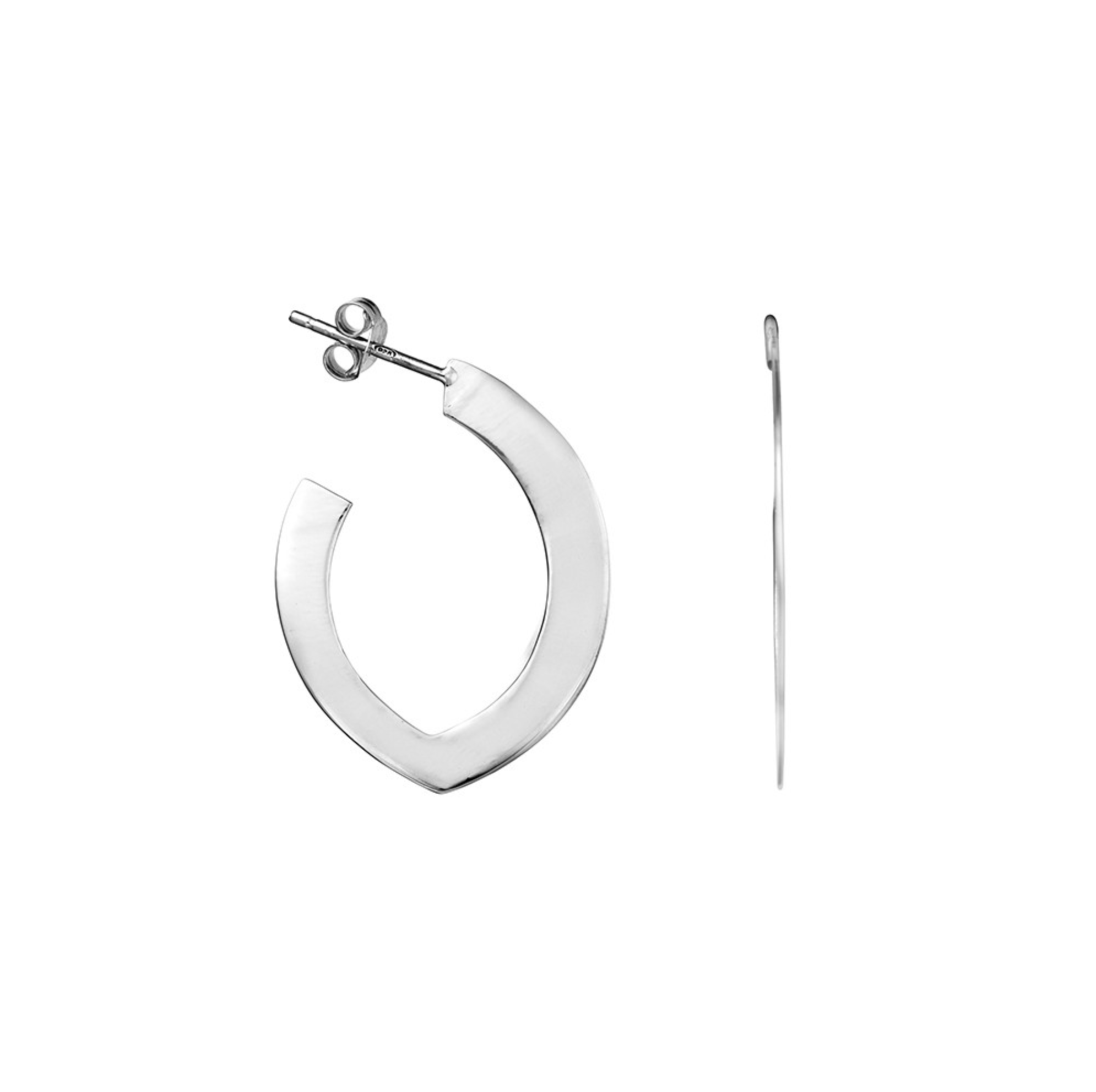Sterling Silver flat open shape earrings