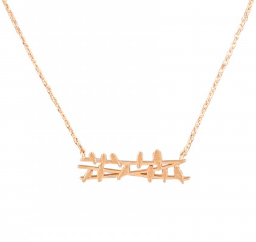 Rose Gold Birds On A Wire Necklace