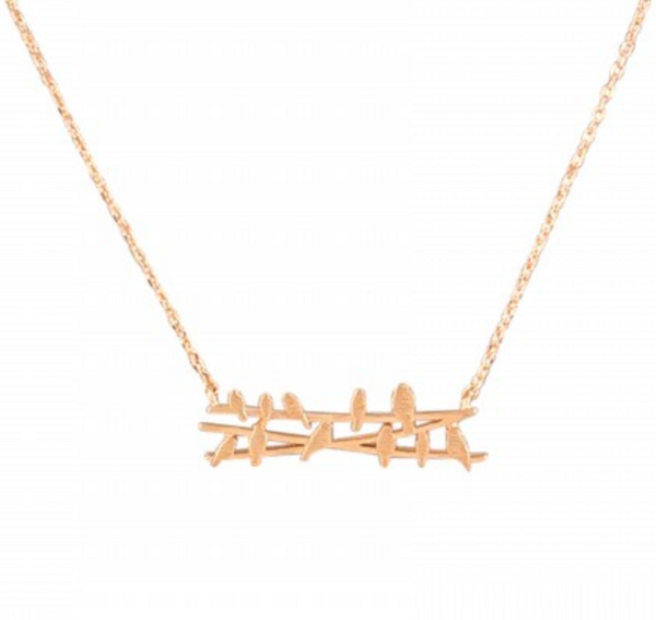 Rose Gold Birds On A Wire Necklace