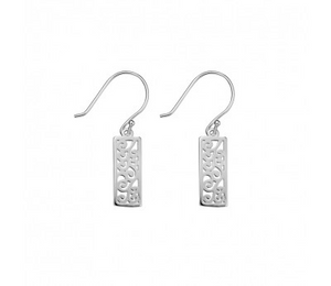 Sterling silver swirl rectangle design earring