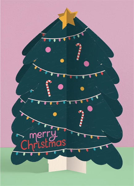 'Merry Christmas' Christmas Tree 3D fold-out Christmas card